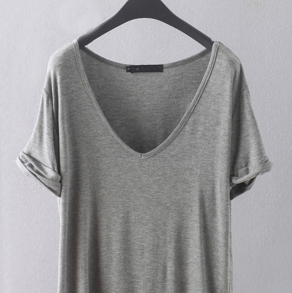 NWT Heather Grey Relaxed V Neck Tee
